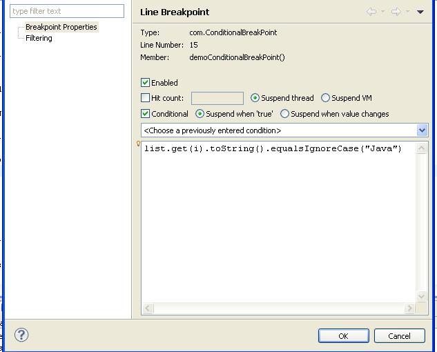 Conditional Breakpoints for Effective Debugging with Eclipse in JAVA