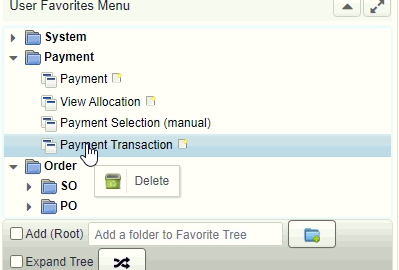 Figure 4. Delete menu item from tree