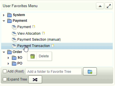 Figure 4. Delete menu item from tree 